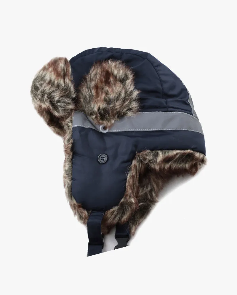 The Hat Depot Kids - Safety Reflective Faux Fur Aviator Trapper