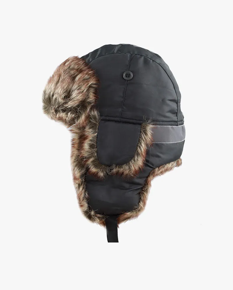 The Hat Depot Kids - Safety Reflective Faux Fur Aviator Trapper