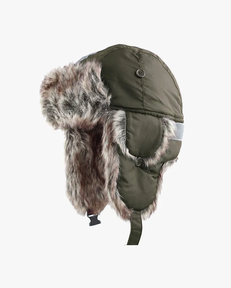 The Hat Depot Kids - Safety Reflective Faux Fur Aviator Trapper