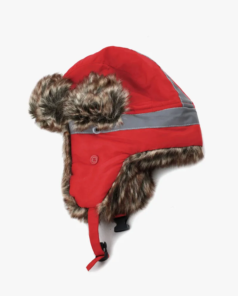 The Hat Depot Kids - Safety Reflective Faux Fur Aviator Trapper