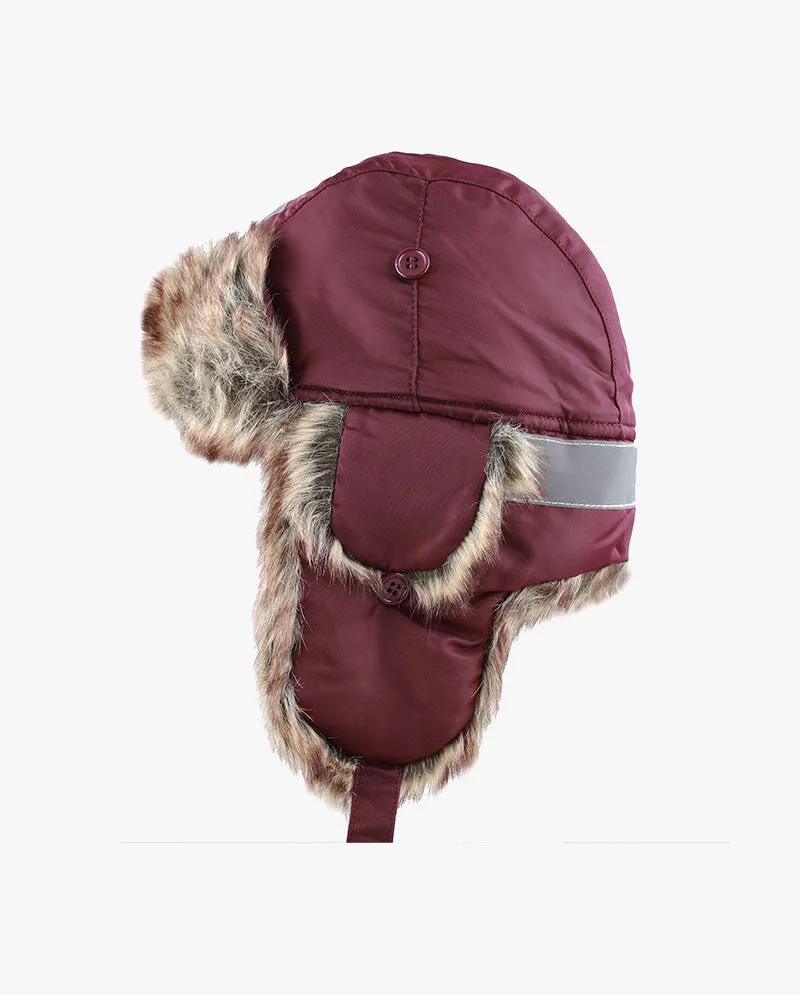 The Hat Depot Kids - Safety Reflective Faux Fur Aviator Trapper