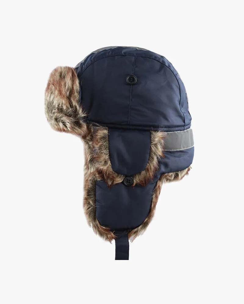 The Hat Depot Kids - Safety Reflective Faux Fur Aviator Trapper