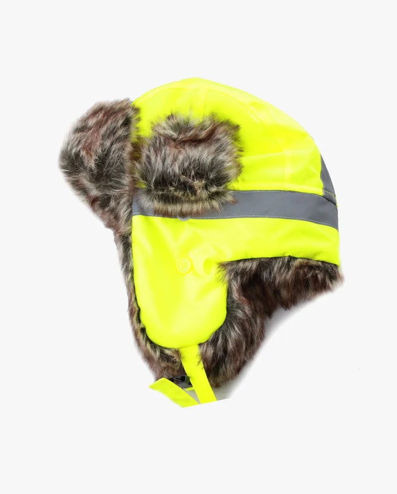 The Hat Depot Kids - Safety Reflective Faux Fur Aviator Trapper