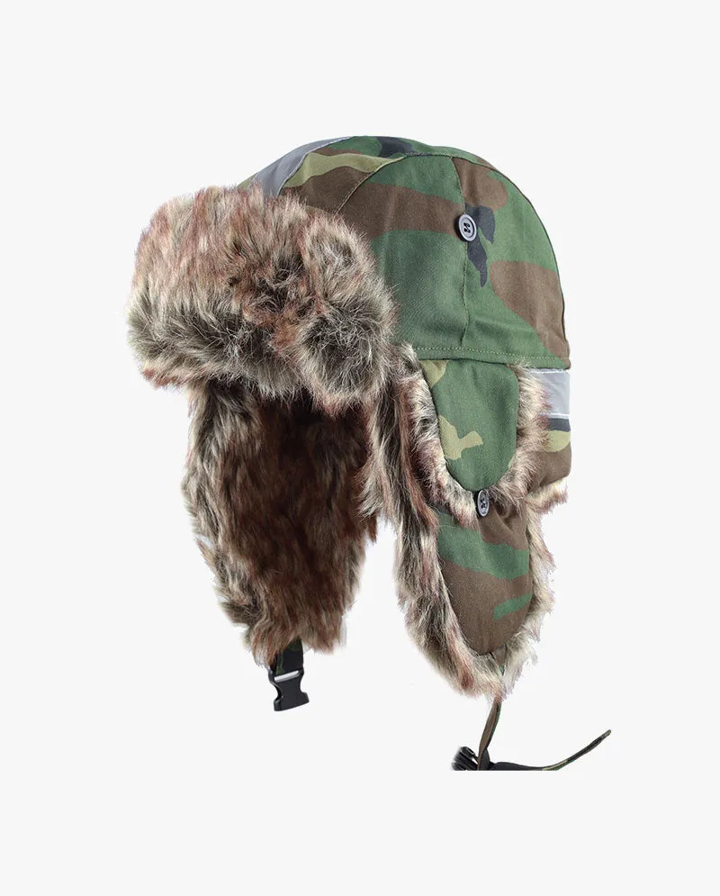 The Hat Depot Kids - Safety Reflective Faux Fur Aviator Trapper