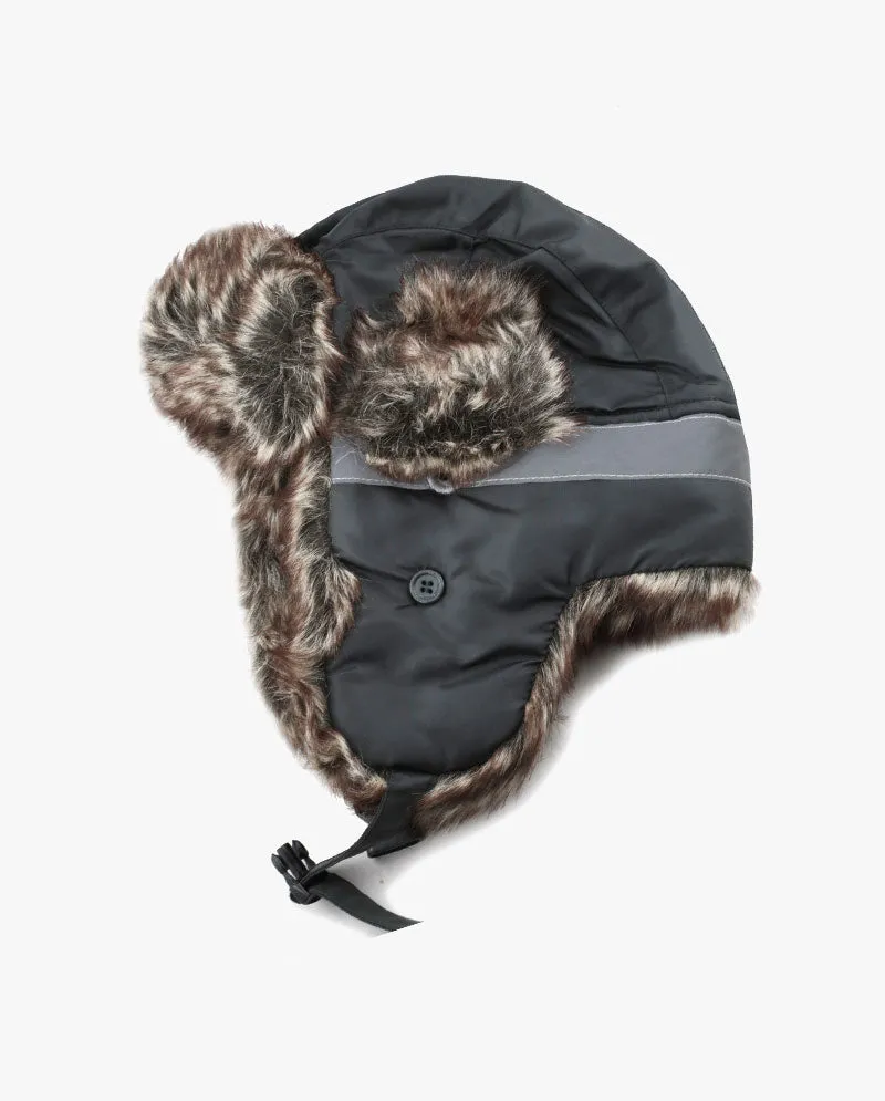 The Hat Depot Kids - Safety Reflective Faux Fur Aviator Trapper
