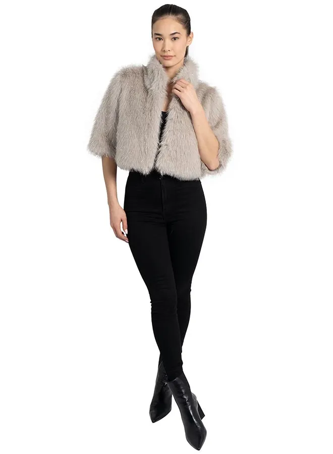 The Metallic Faux Fur Shrug