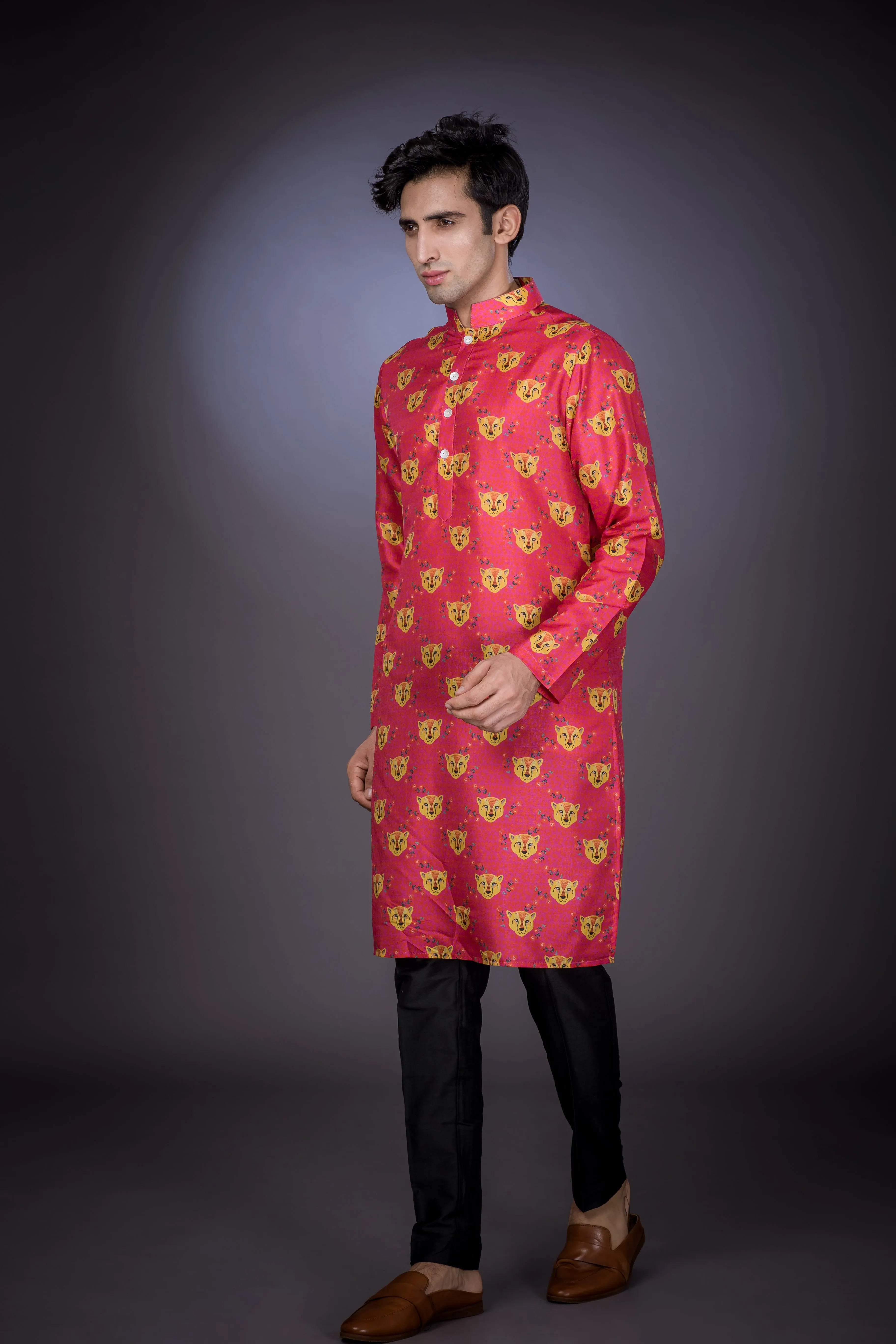 The Pink Leopard - Silk Kurta