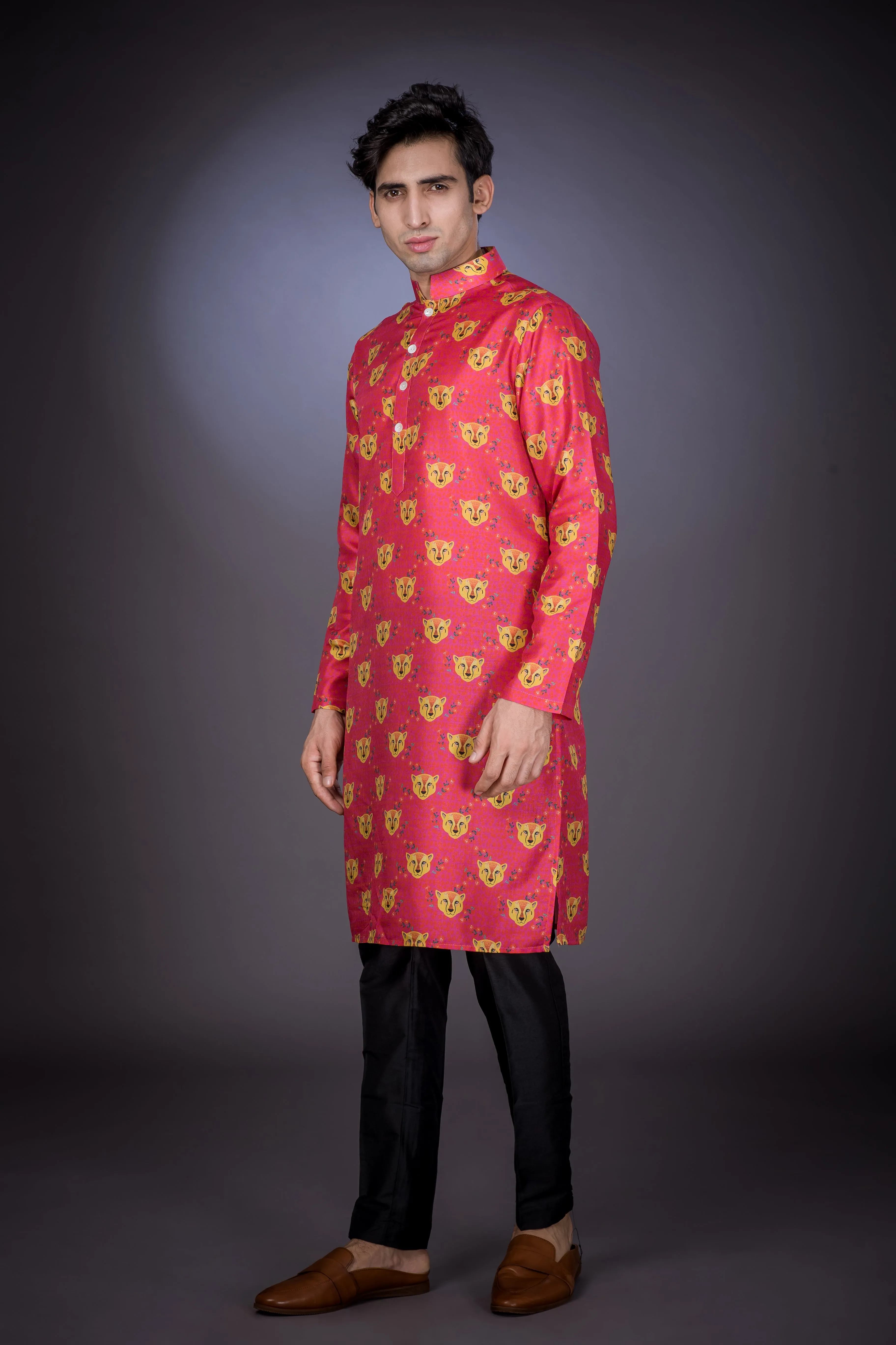 The Pink Leopard - Silk Kurta