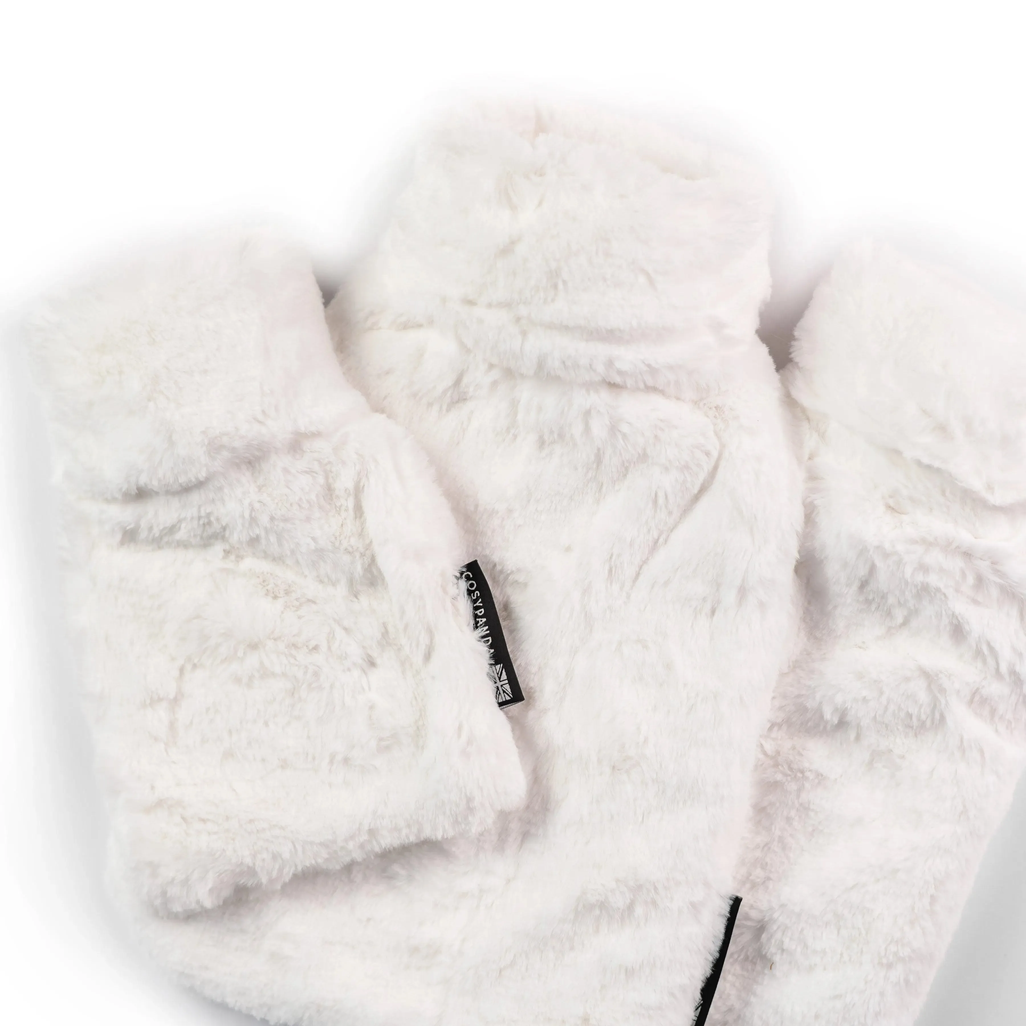 Triple White Faux Fur Hot Water Bottle Set