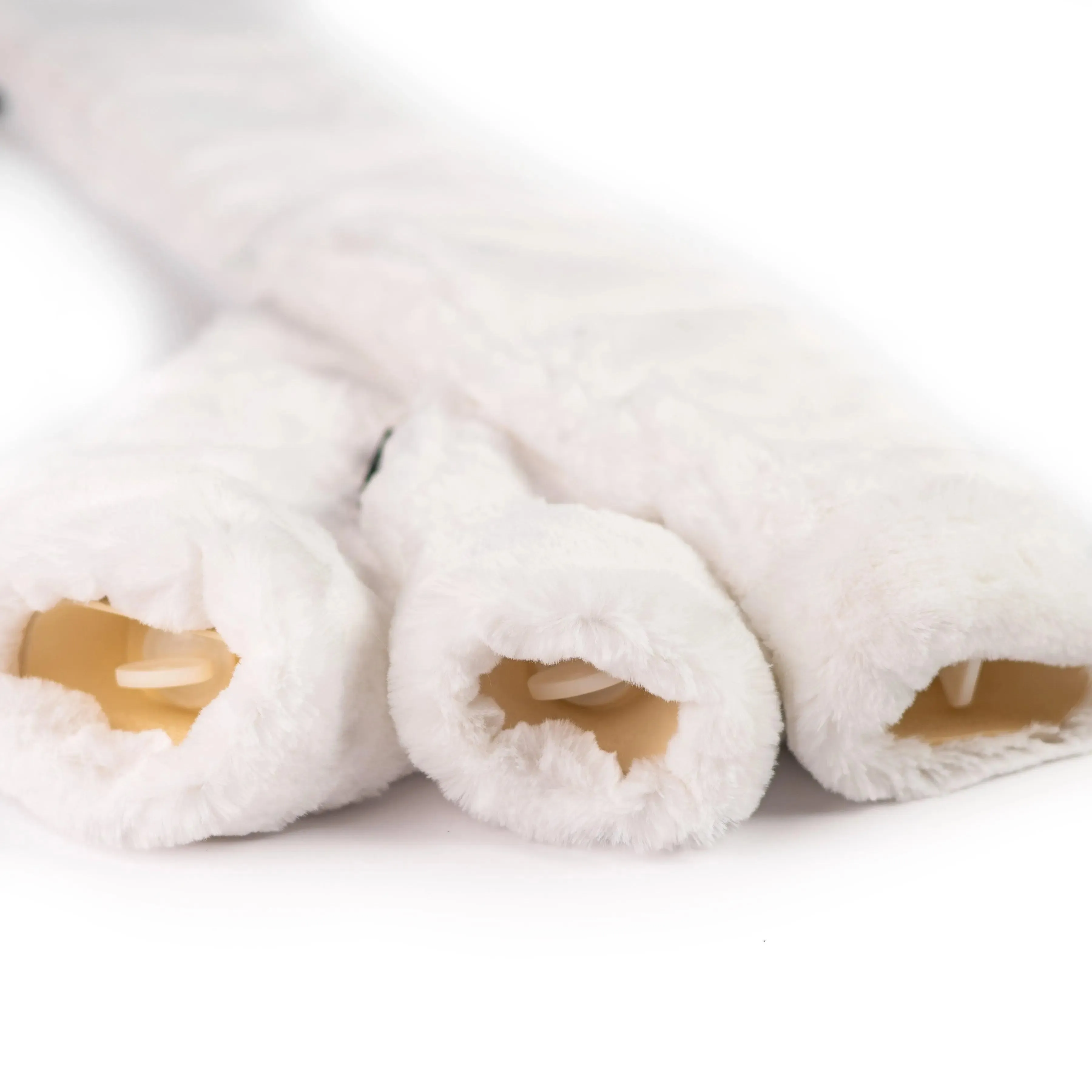 Triple White Faux Fur Hot Water Bottle Set