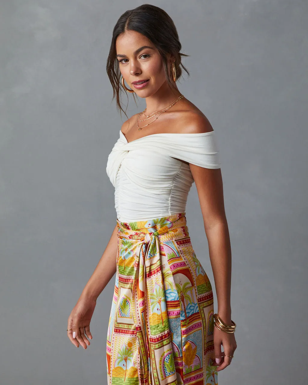 Trisha Off The Shoulder Ruched Bodysuit