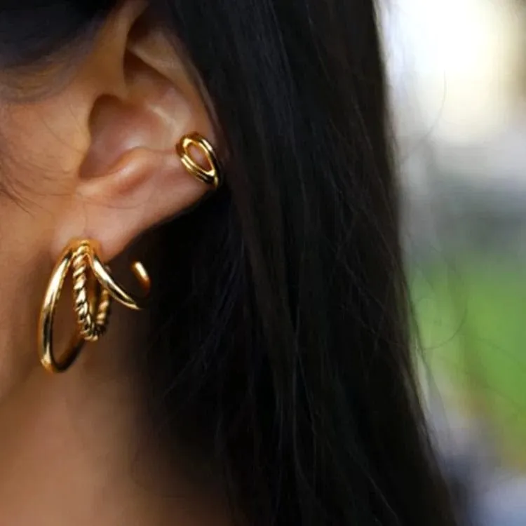 Twist Triple Layer Hoop Earring