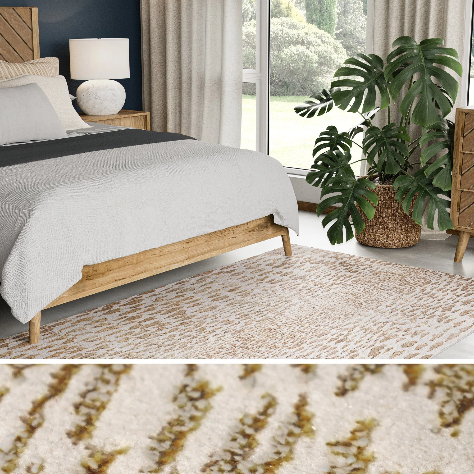 UJR0280 Luxury Power-Loomed Synthetic Medium-Pile Rug
