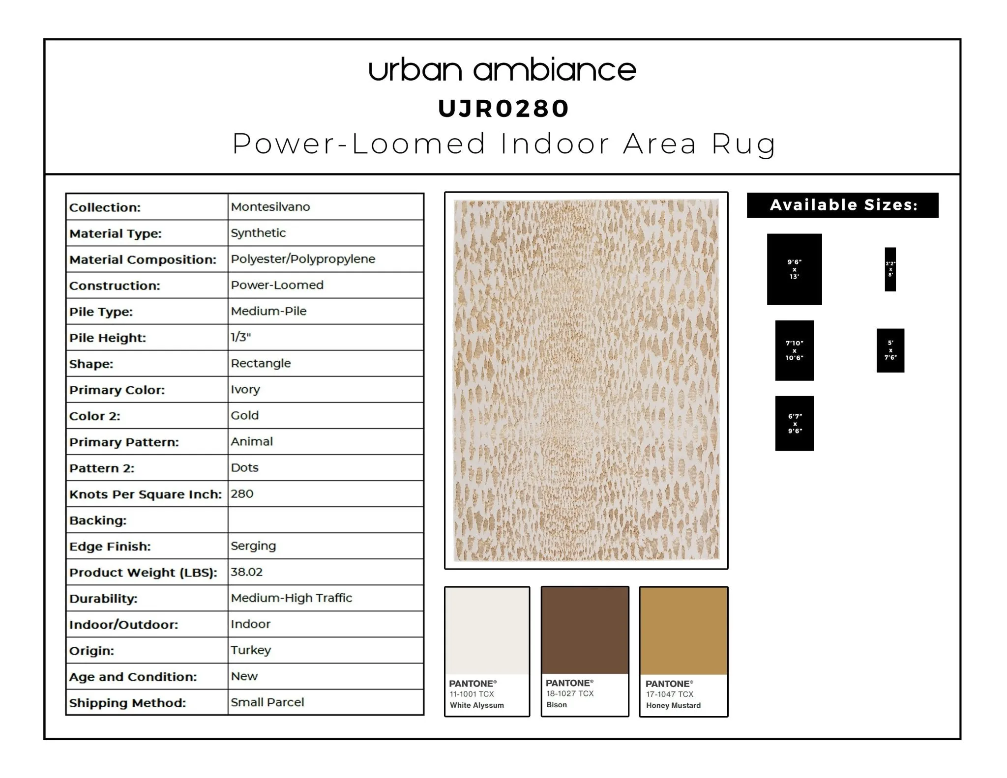 UJR0280 Luxury Power-Loomed Synthetic Medium-Pile Rug
