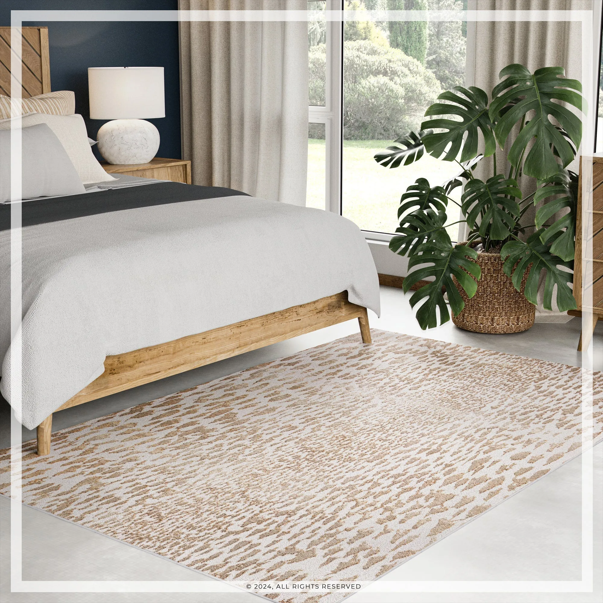 UJR0280 Luxury Power-Loomed Synthetic Medium-Pile Rug