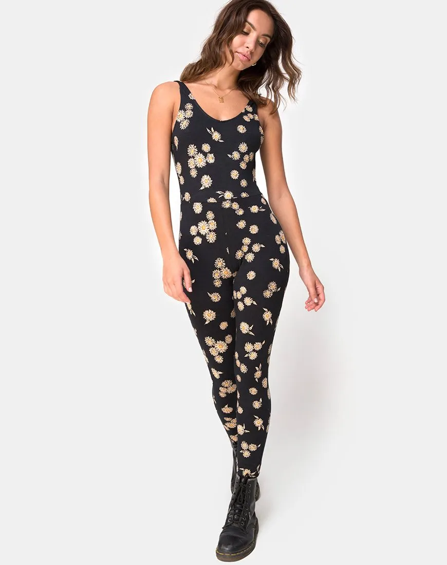 Unitard in Grunge Daisy Floral