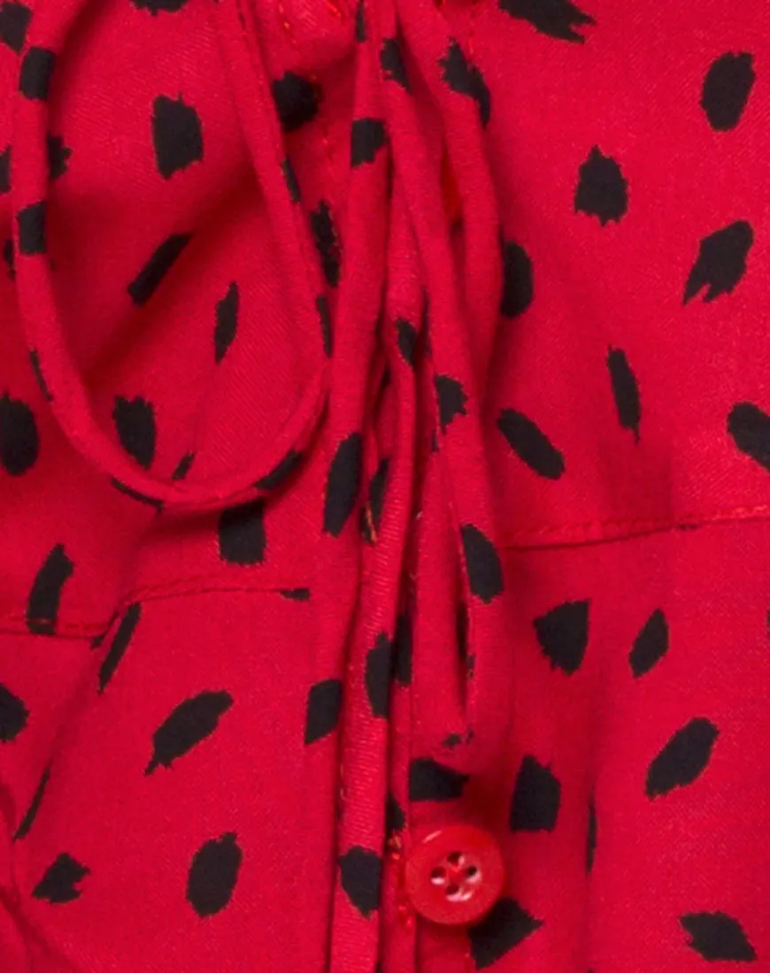 Vinequa Top in Mini Diana Dot Red and Black