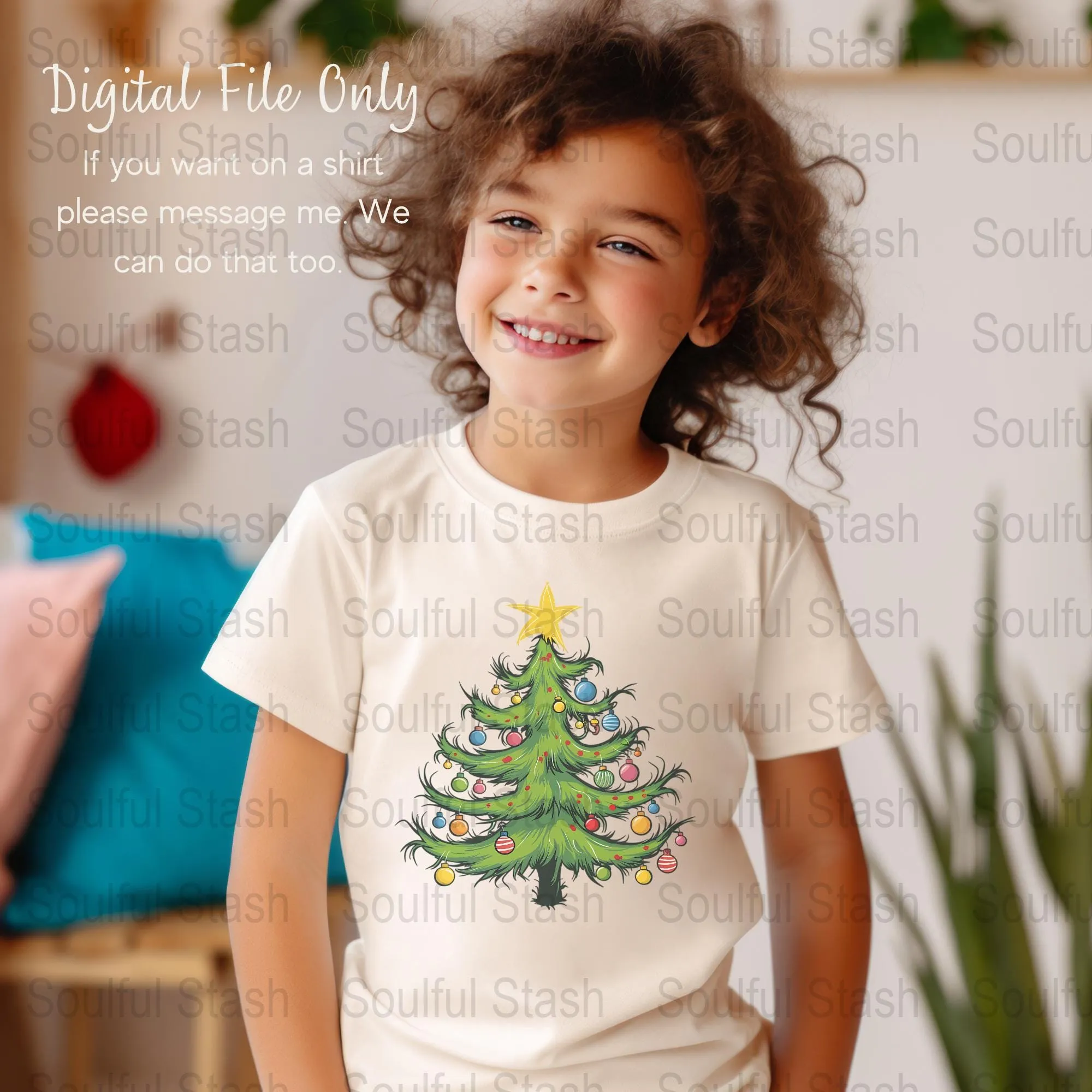 Whimsical Fur Tree PNG, Christmas Tree Graphic, Sublimation Design, Kids Shirt Art, Colorful Holiday Clipart, Festive Decor, Gift Idea