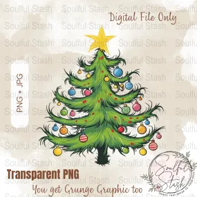 Whimsical Fur Tree PNG, Christmas Tree Graphic, Sublimation Design, Kids Shirt Art, Colorful Holiday Clipart, Festive Decor, Gift Idea