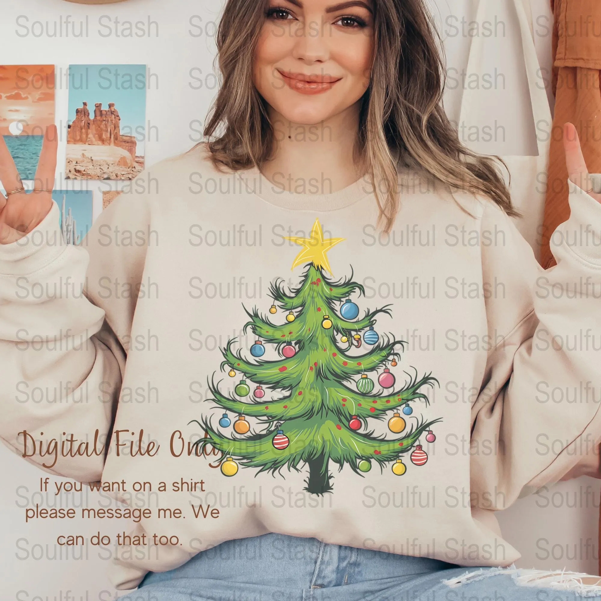 Whimsical Fur Tree PNG, Christmas Tree Graphic, Sublimation Design, Kids Shirt Art, Colorful Holiday Clipart, Festive Decor, Gift Idea
