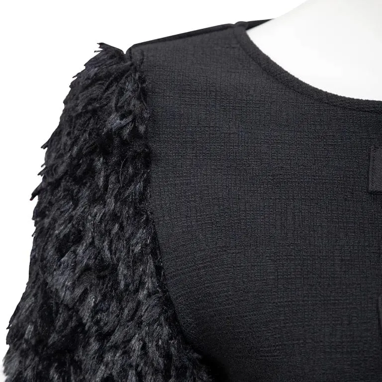 Women's Gothic Faux Fur Splice Lace-up Crop Top