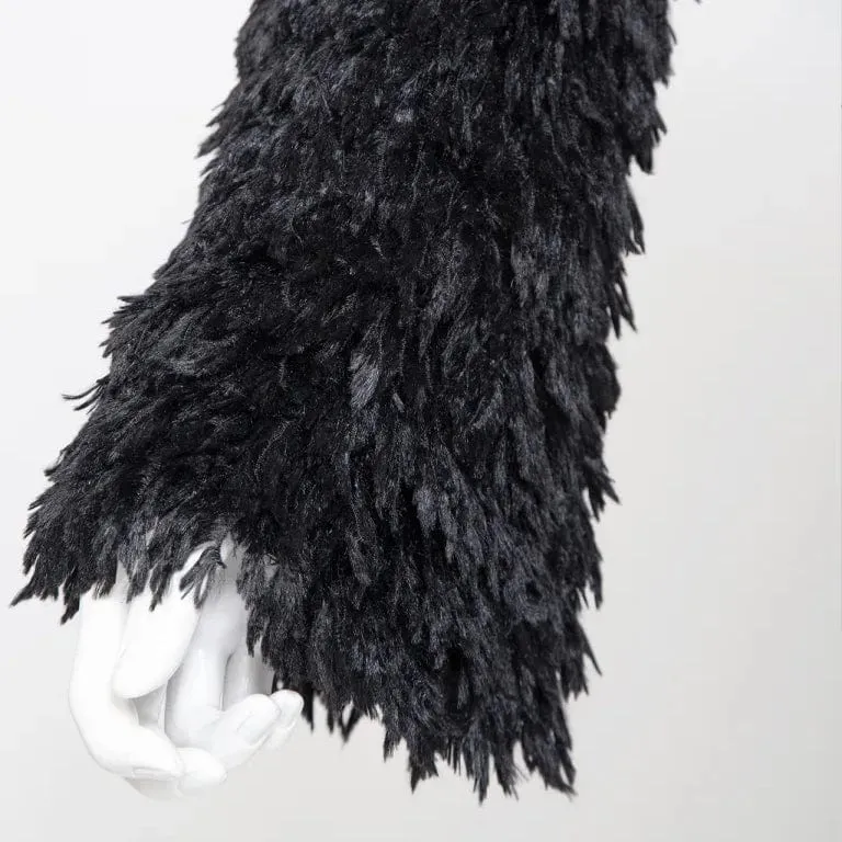 Women's Gothic Faux Fur Splice Lace-up Crop Top