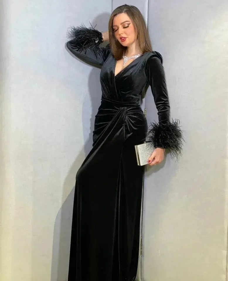Women's Velvet V-neck Dress S5065419