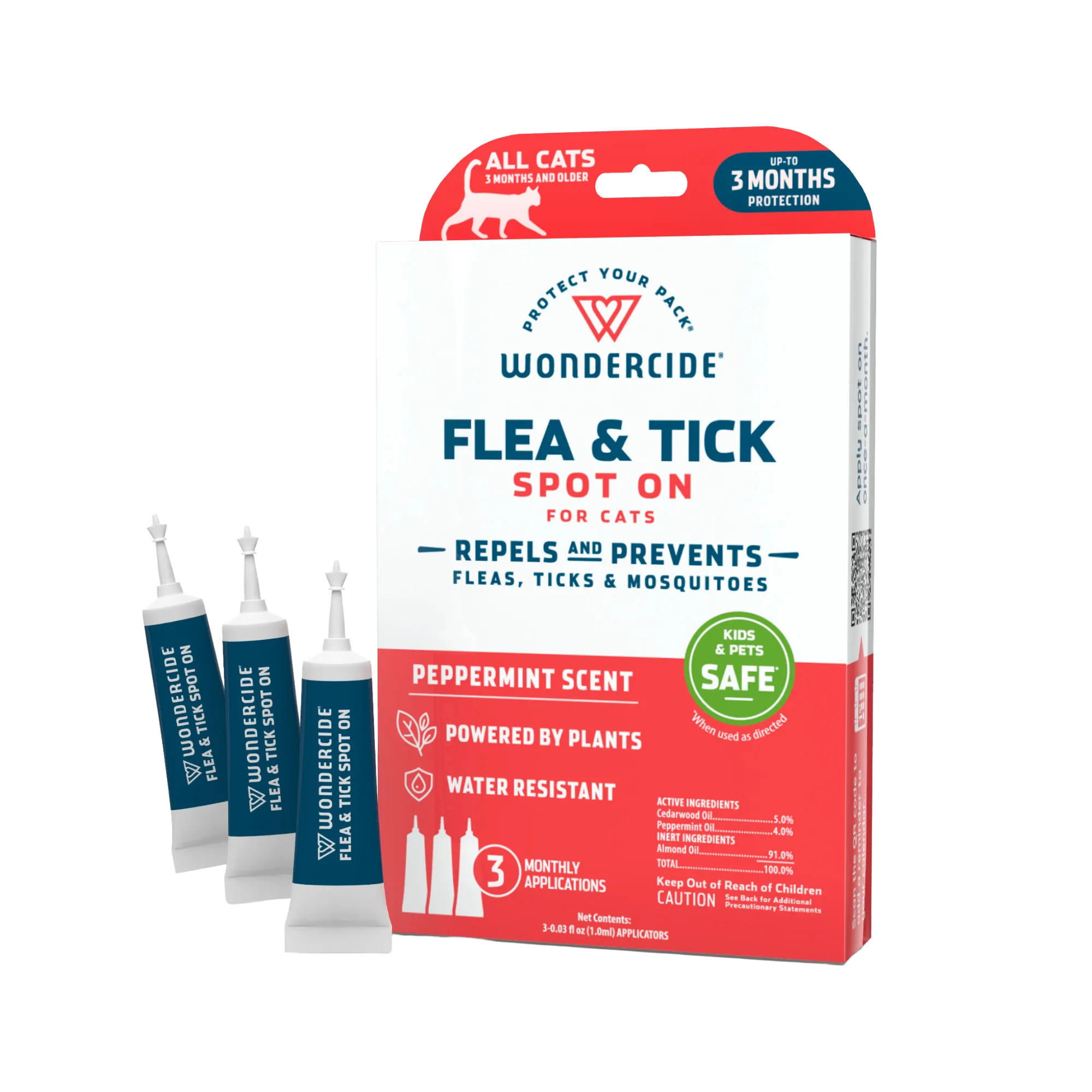 Wondercide 3 Tube Spot On Peppermint Flea & Tick For Cats