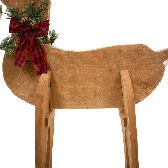 Wooden Doe Statue Outdoor Christmas Decoration