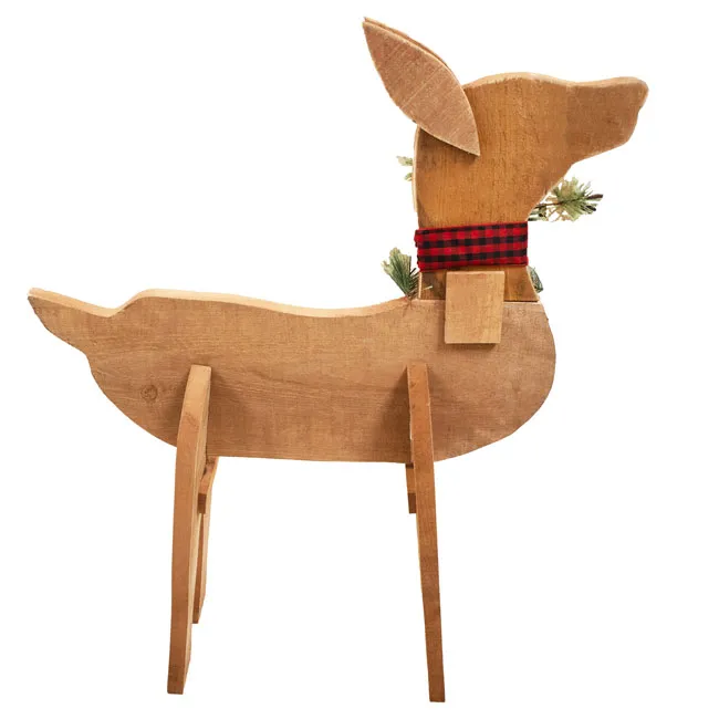 Wooden Doe Statue Outdoor Christmas Decoration