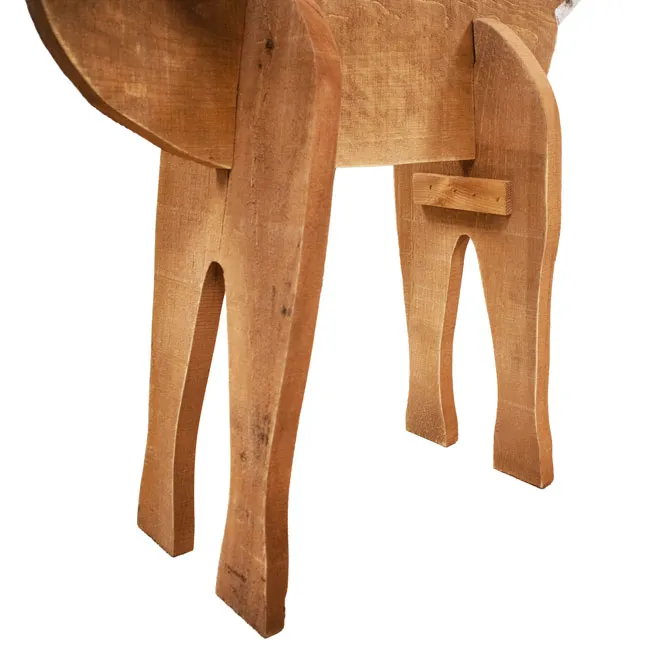 Wooden Doe Statue Outdoor Christmas Decoration
