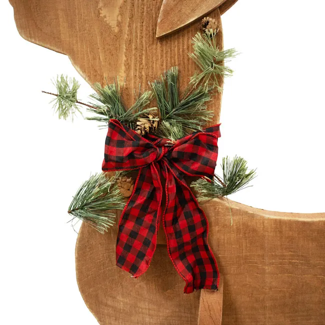 Wooden Doe Statue Outdoor Christmas Decoration
