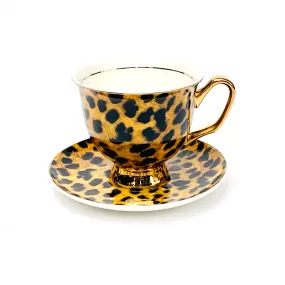 XL Leopard Print Teacup and Saucer