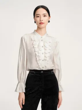 YAYING Ruffle-collar Silk Blouse