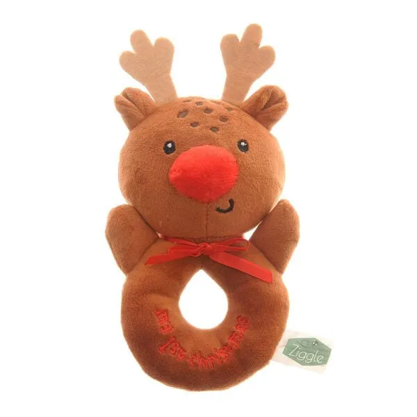 Ziggle - Reindeer Plush Christmas Baby Rattle